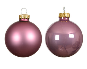 Glass 2.4" Ornaments - 10 piece Set - Vintage Pink