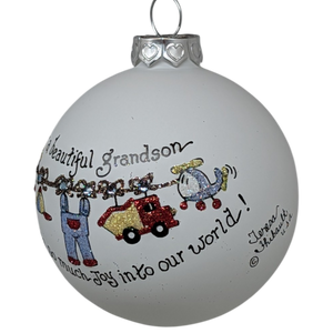 Christmas Keepsake Glass Ornament - For a Beautiful Grandson