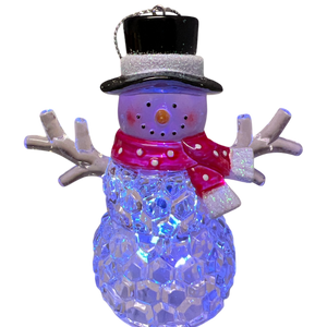 3.75"LED Snowman With Black Hat Ornament