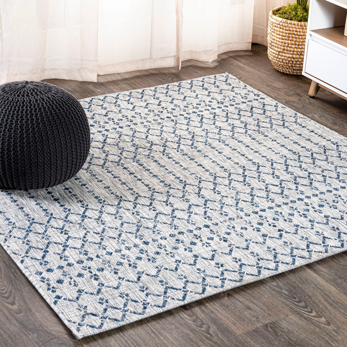 Ourika Moroccan Geometric Textured Indoor/Outdoor Square Area Rug - Tuesday Morning - Area Rugs