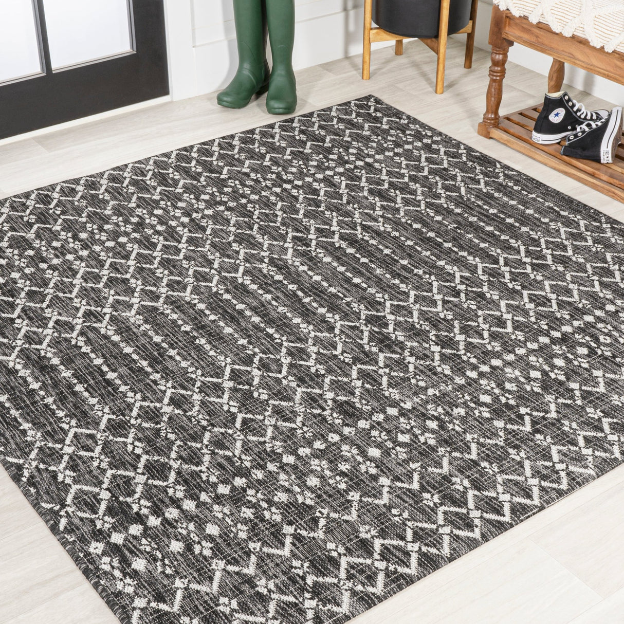 Ourika Moroccan Geometric Textured Indoor/Outdoor Square Area Rug - Tuesday Morning - Area Rugs