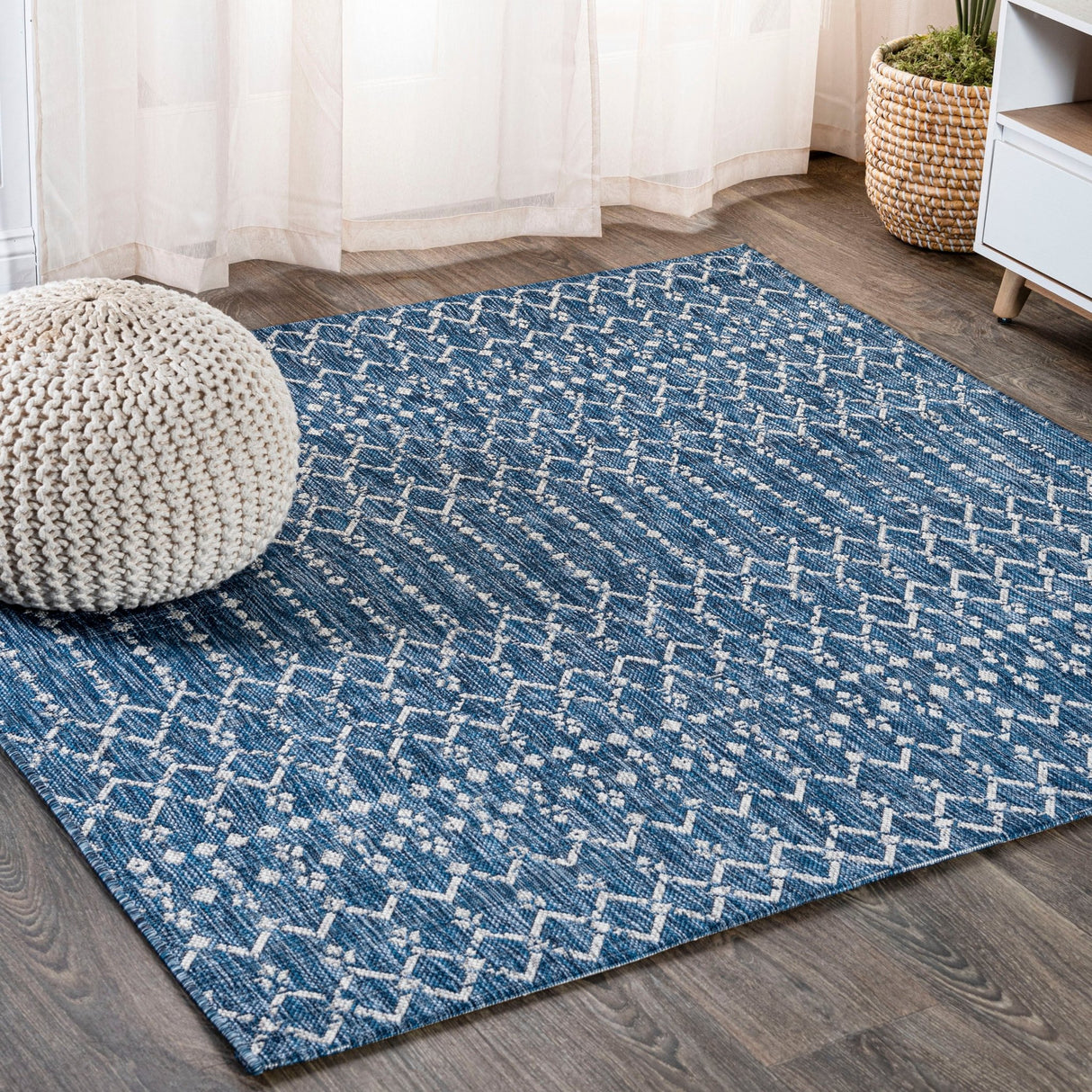 Ourika Moroccan Geometric Textured Indoor/Outdoor Square Area Rug - Tuesday Morning - Area Rugs