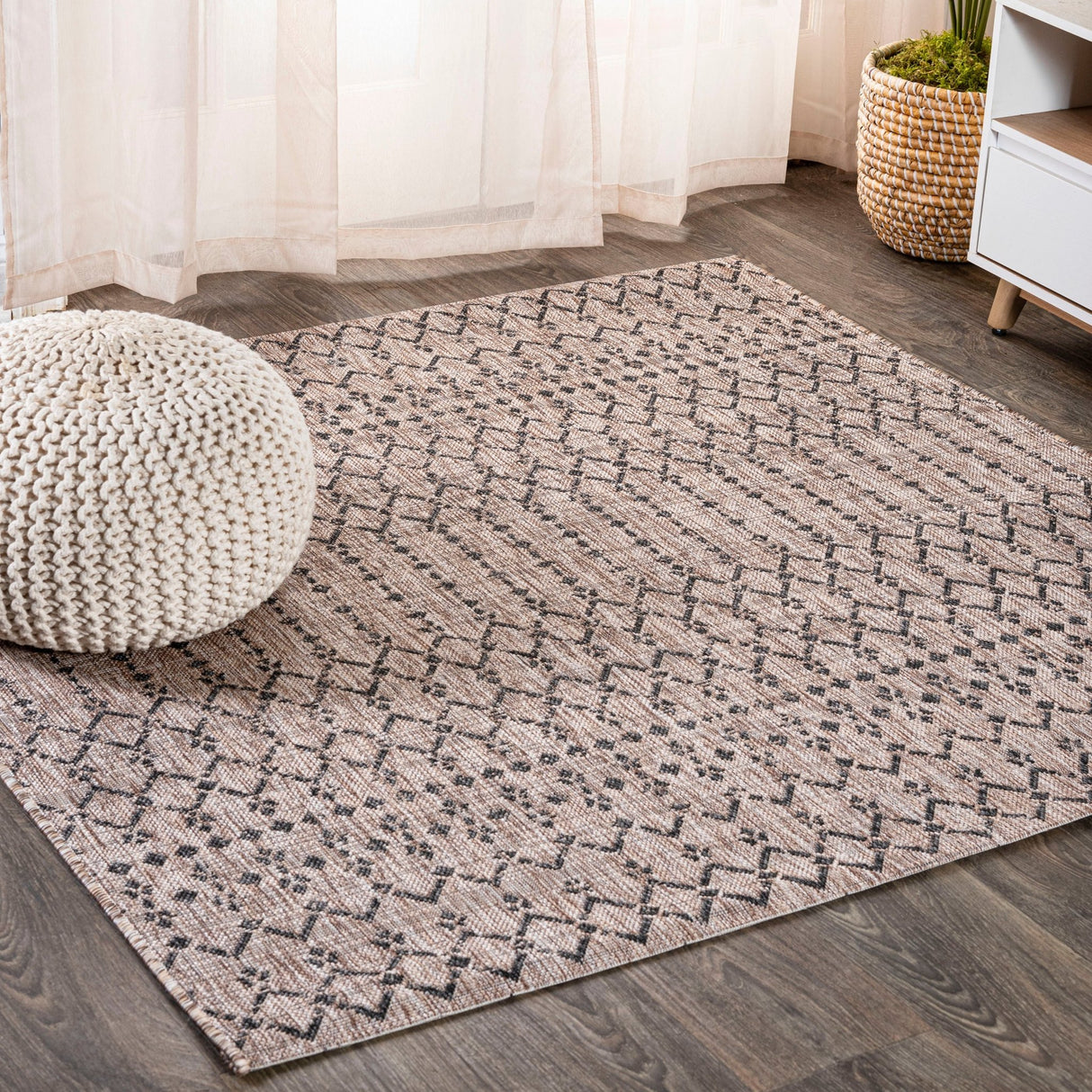 Ourika Moroccan Geometric Textured Indoor/Outdoor Square Area Rug - Tuesday Morning - Area Rugs
