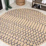 Ourika-Moroccan-Geometric-Textured-Weave-Indoor/Outdoor-Round-Area-Rug-Area-Rugs