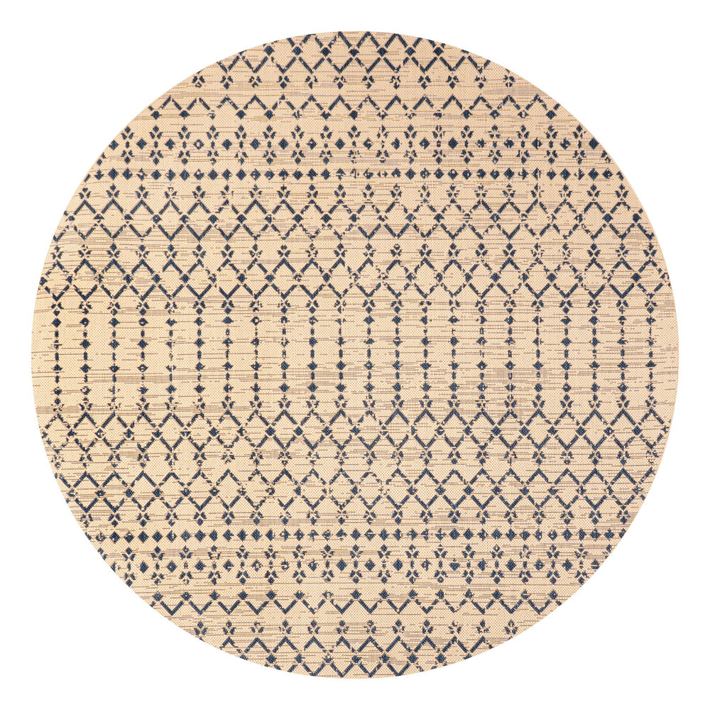 Ourika Moroccan Geometric Textured Weave Indoor/Outdoor Round Area Rug - Tuesday Morning - Area Rugs
