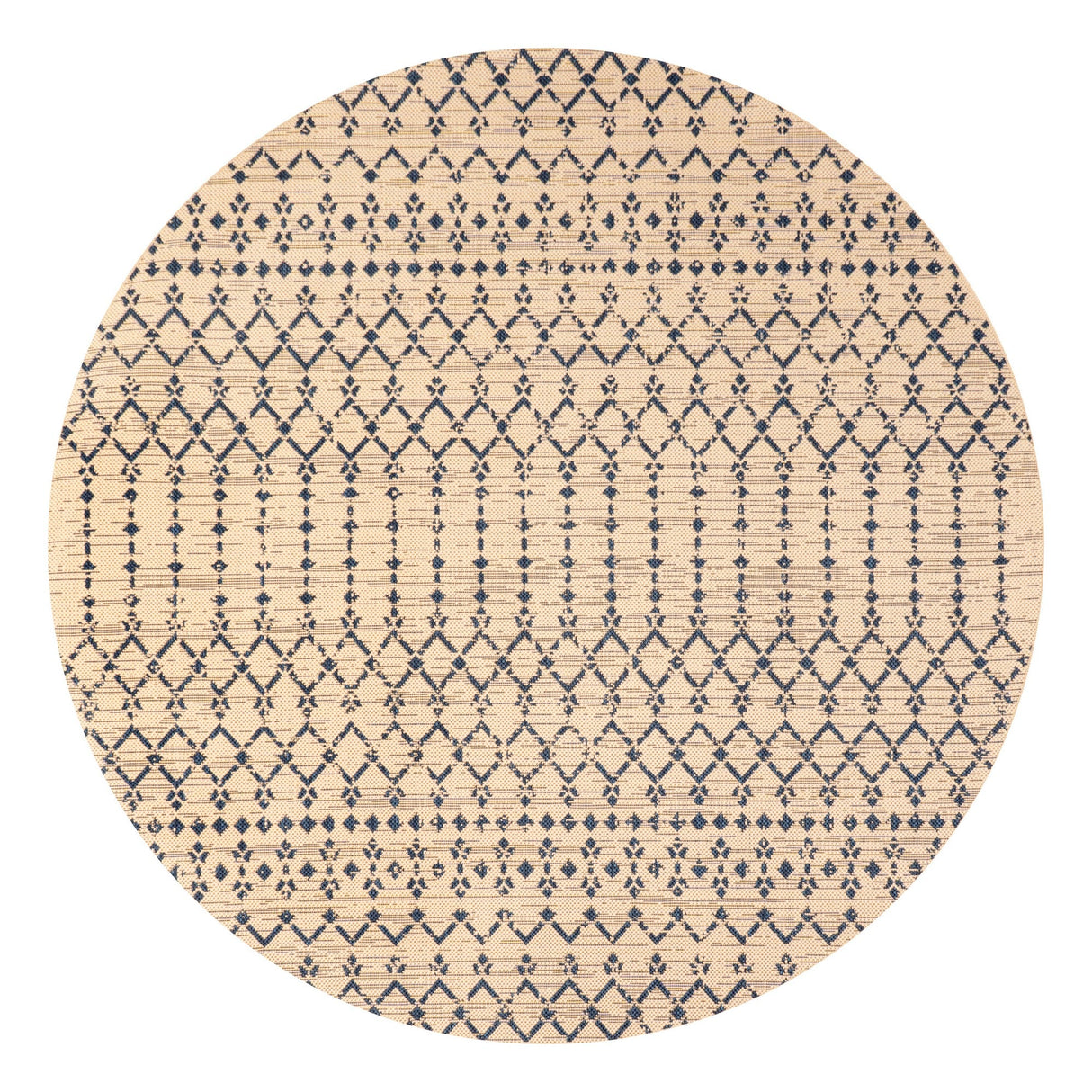 Ourika Moroccan Geometric Textured Weave Indoor/Outdoor Round Area Rug - Tuesday Morning - Area Rugs