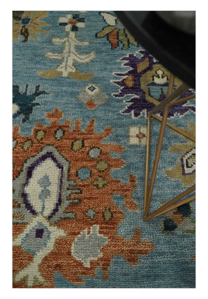 Oushak Hand Knotted Blue and Ivory Traditional Wool Multi Size wool Area Rug