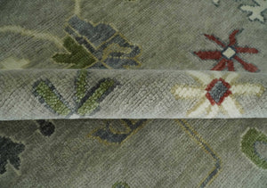 Oushak 9x12 Hand Knotted Olive and Charcoal Traditional Wool Rug