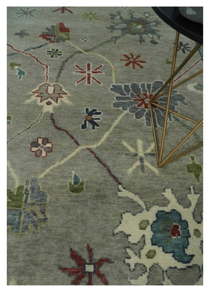 Oushak 9x12 Hand Knotted Olive and Charcoal Traditional Wool Rug