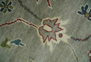 Oushak 9x12 Hand Knotted Olive and Charcoal Traditional Wool Rug