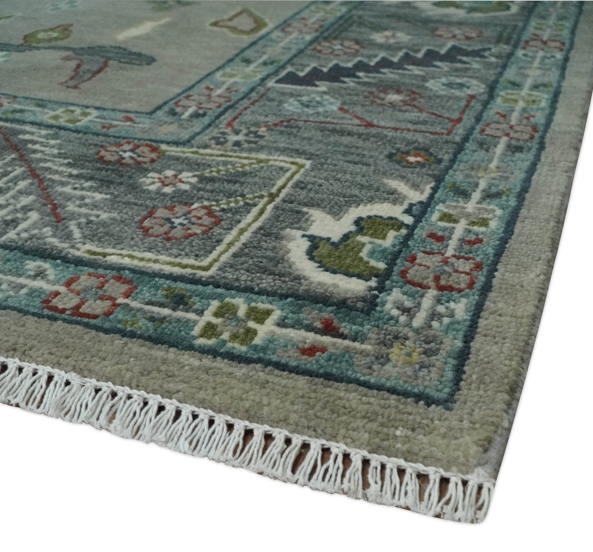 Oushak 9x12 Hand Knotted Olive and Charcoal Traditional Wool Rug