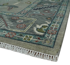 Oushak 9x12 Hand Knotted Olive and Charcoal Traditional Wool Rug