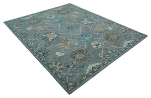 Oushak Design Gray, Blue And Brown Hand Tufted Custom Made wool rug