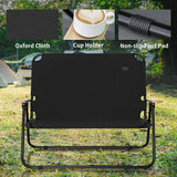 Outsunny double folding camping chair, loveseat for 2 adults, portable camping couch, black - Tuesday Morning - Outdoor Chairs