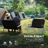 Outsunny double folding camping chair, loveseat for 2 adults, portable camping couch, black - Tuesday Morning - Outdoor Chairs