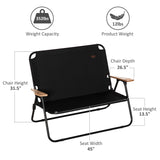 Outsunny double folding camping chair, loveseat for 2 adults, portable camping couch, black - Tuesday Morning - Outdoor Chairs