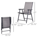 Outsunny set of 2 patio folding chairs, stackable outdoor sling patio dining chairs with armrests for lawn - Tuesday Morning - Outdoor Chairs