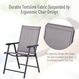 Outsunny set of 2 patio folding chairs, stackable outdoor sling patio dining chairs with armrests for lawn - Tuesday Morning - Outdoor Chairs