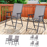 Outsunny set of 2 patio folding chairs, stackable outdoor sling patio dining chairs with armrests for lawn - Tuesday Morning - Outdoor Chairs