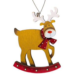 Rudolph's Rocking Steed: Hand-Painted Plywood Ornament