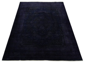 Overdyed Royal Dark Purple Hand Knotted 8x10 Traditional Oushak Design Wool Accent Rug | N362810