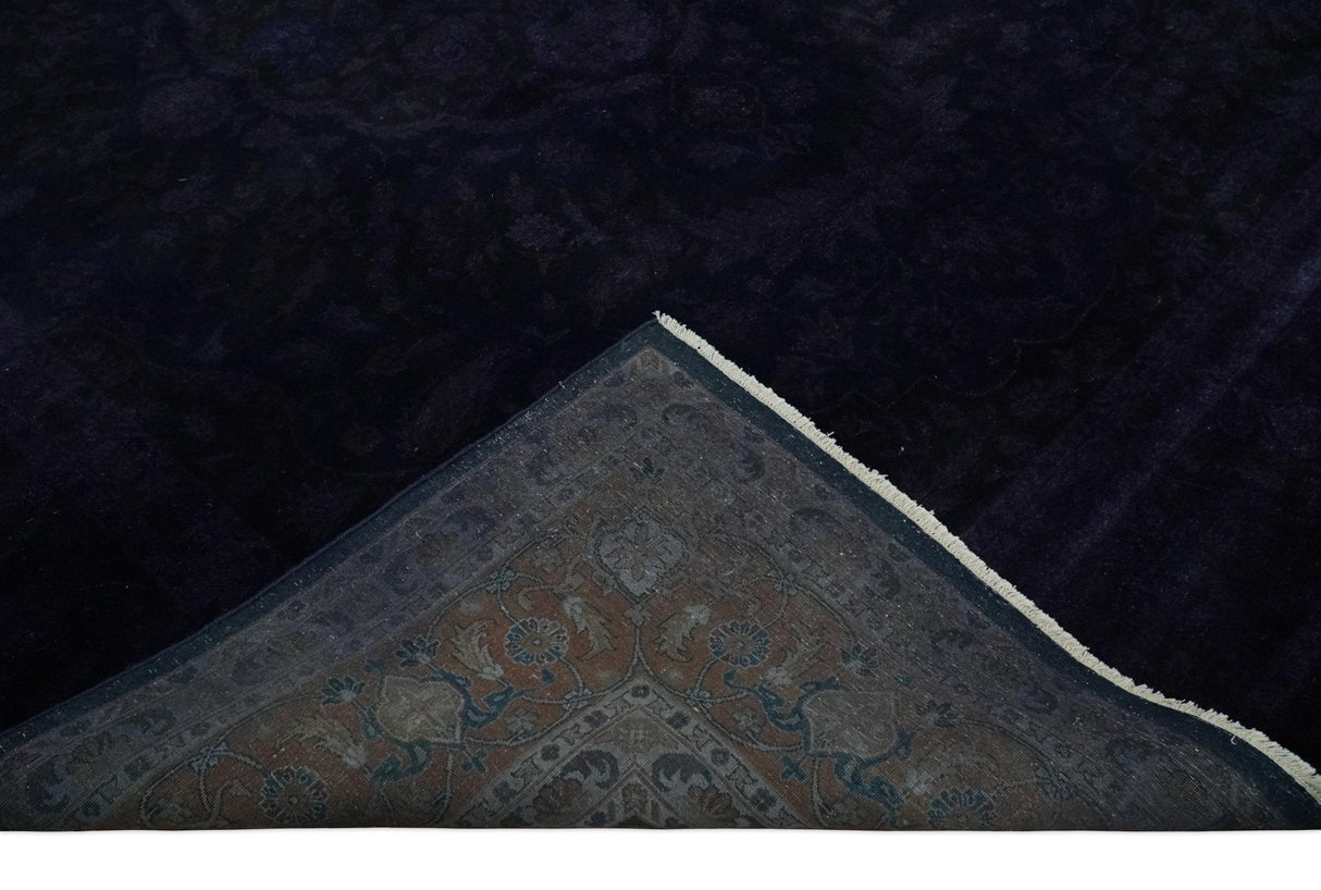 Overdyed Royal Dark Purple Hand Knotted 8x10 Traditional Oushak Design Wool Accent Rug | N362810