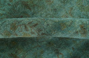 Overdyed Traditional Oriental Oushak Teal Hand knotted Wool Area Rug