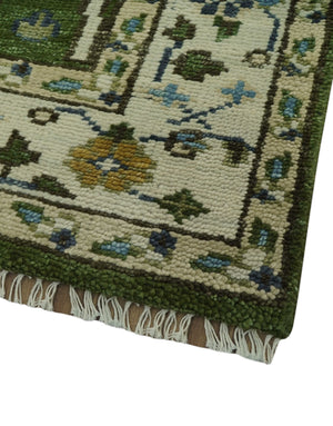 Oversize 5x10 Runner Rug Green Tree of life Hand Knotted Wool Rug