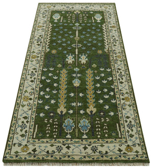Oversize 5x10 Runner Rug Green Tree of life Hand Knotted Wool Rug
