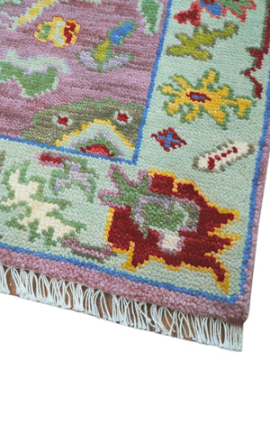 Oversize Runner 3x15 Pink And Blue Hand Knotted Wool Rug