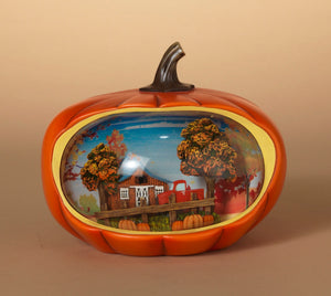 Lighted Spinning Water Globe Harvest Pumpkin