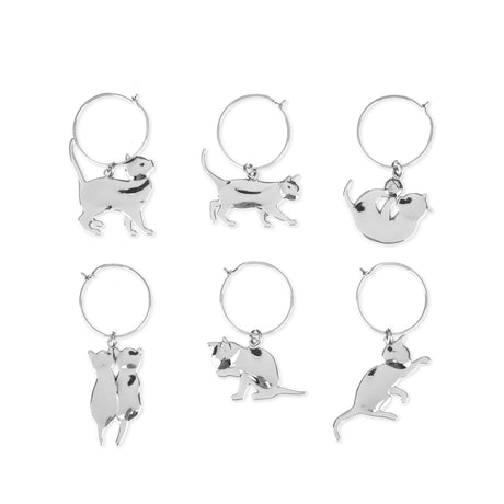 Silver-cat-wine-charms-by-twine®-Bar-&-Beverage-Accessories