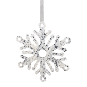 Flocked 7.5" Metal Snowflake -