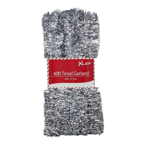 40 Feet Metallic Tinsel Garland - Silver