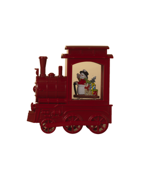 Lighted Spinning Water Globe Train - Snowman
