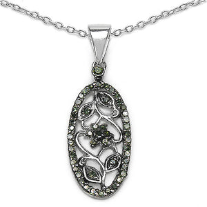 0.22 Carat Genuine Green Diamond .925 Sterling Silver Pendant