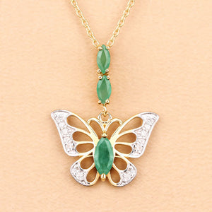 0.72 Carat Genuine Emerald and White Zircon .925 Sterling Silver Pendant