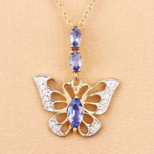 0.75 Carat Genuine Tanzanite and White Zircon .925 Sterling Silver Pendant