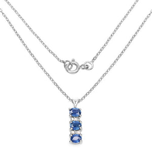0.64 Carat Genuine Blue Sapphire and White Diamond .925 Sterling Silver Pendant