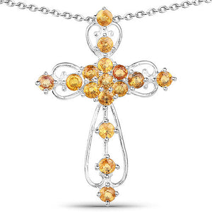 2.24 Carat Genuine Yellow Sapphire .925 Sterling Silver Pendant