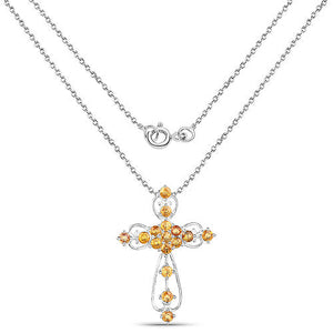 2.24 Carat Genuine Yellow Sapphire .925 Sterling Silver Pendant