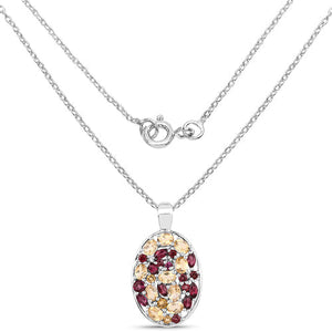 2.88 Carat Genuine Citrine and Rhodolite .925 Sterling Silver Pendant