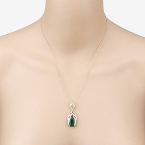 IGI Certified 4.33 Carat Genuine Zambian Emerald and White Diamond 14K Yellow Gold Pendant