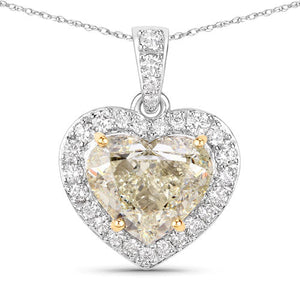 IGI Certified 4.51 Carat Genuine Light Yellow Diamond Center and 0.45cttw White Diamond 18K White Gold Pendant (4.96cttw)