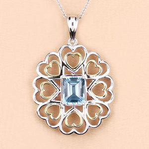 2.60 Carat Genuine Blue Topaz .925 Sterling Silver Pendant