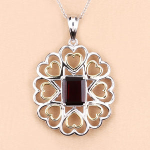 2.55 Carat Genuine Garnet .925 Sterling Silver Pendant
