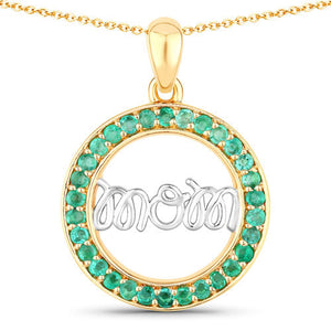 0.54 Carat Genuine Emerald .925 Sterling Silver Pendant