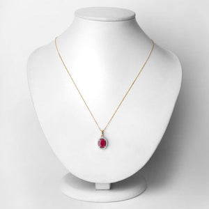 2.51 Carat Genuine Ruby and White Diamond 10K Yellow Gold Pendant