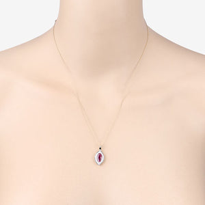 1.52 Carat Genuine Ruby and White Diamond 10K Yellow Gold Pendant