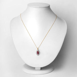 1.52 Carat Genuine Ruby and White Diamond 10K Yellow Gold Pendant